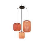 Bover Nans S/3L Candeeiro suspenso LED, três luzes, vermelho