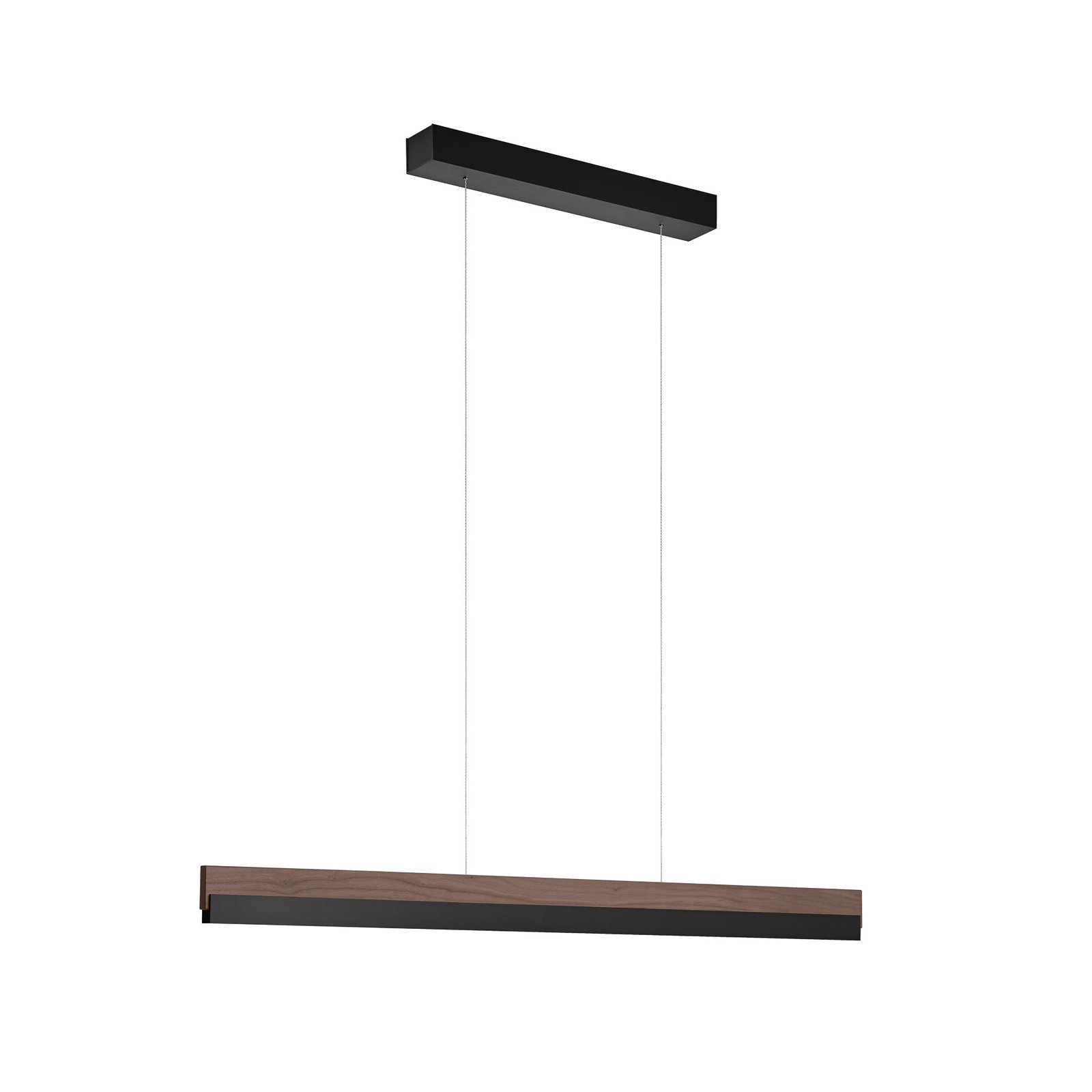 Quitani LED závesná lampa Keijo, čierna/orechová, 103 cm