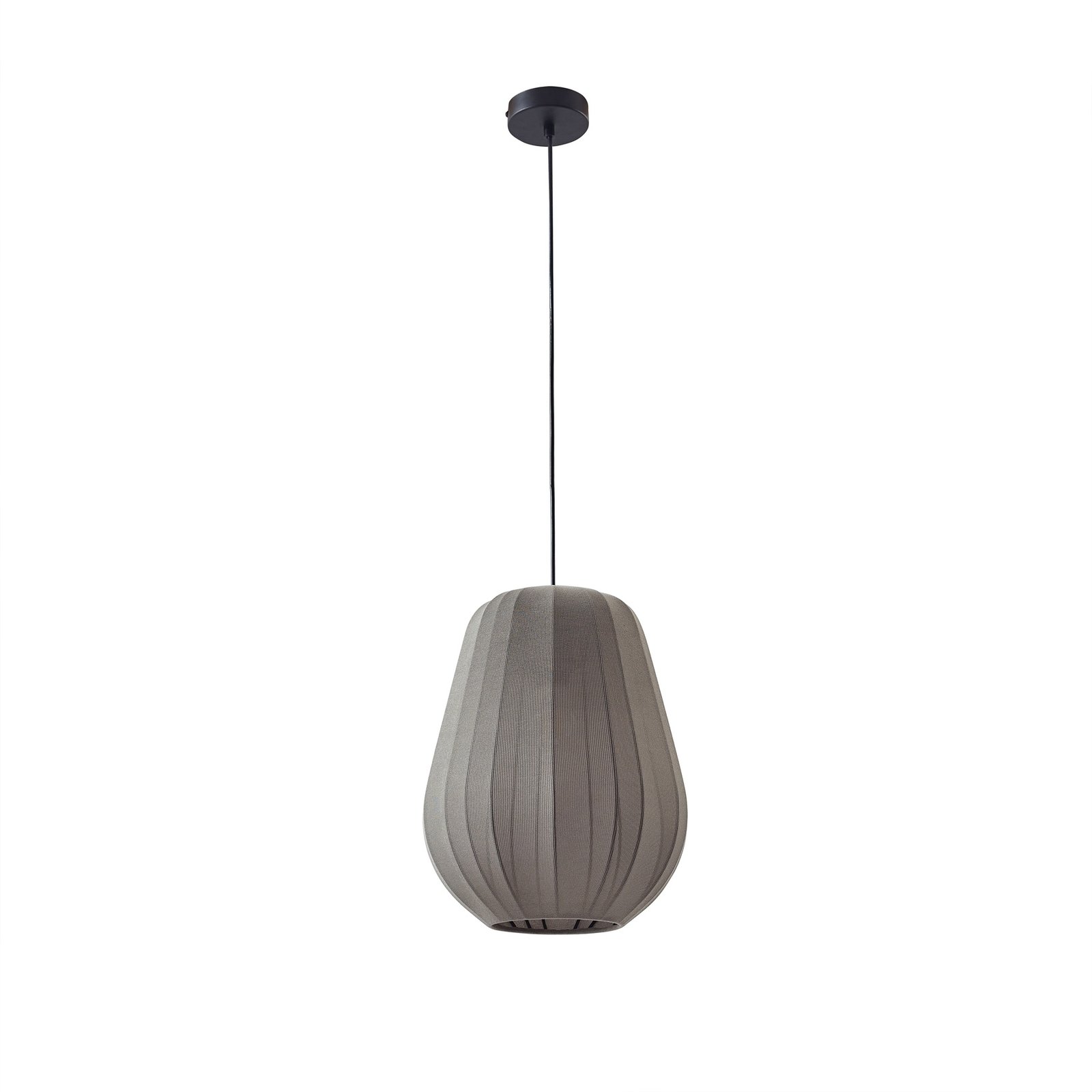 Lindby Helin pendant light, grey, Ø 30 cm, fabric