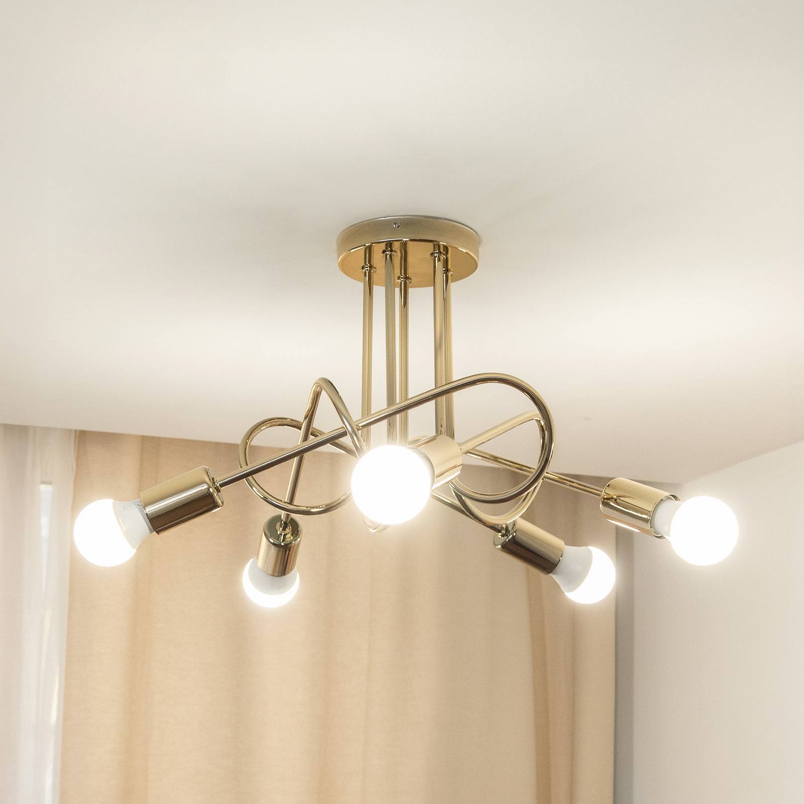 Lampa sufitowa Oxford, złota, 5-punktowa, Ø 47 cm, metal