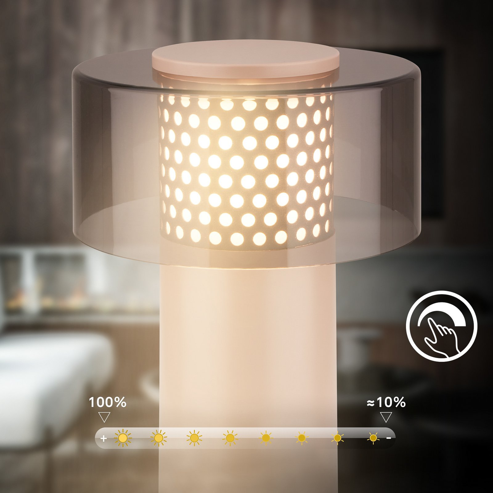 LED baterijska svjetiljka Brilo unplugged Gila, antracit/bež 21 cm