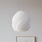 Lindby Pendelleuchte Nuvia, Ø 30 cm, weiß, 3D Druck