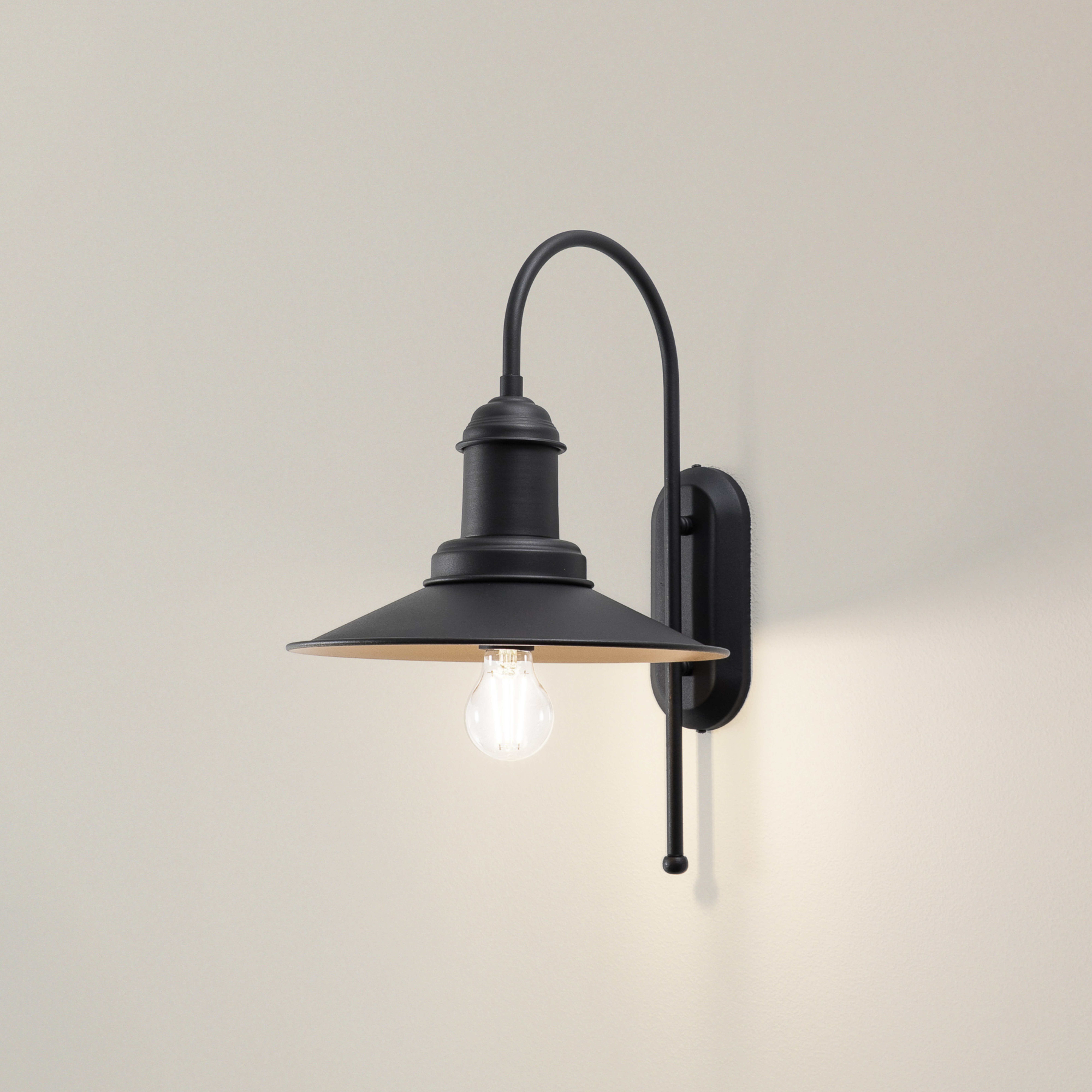 Wandleuchte Lorato, schwarz, Höhe 48 cm, Metall, E27