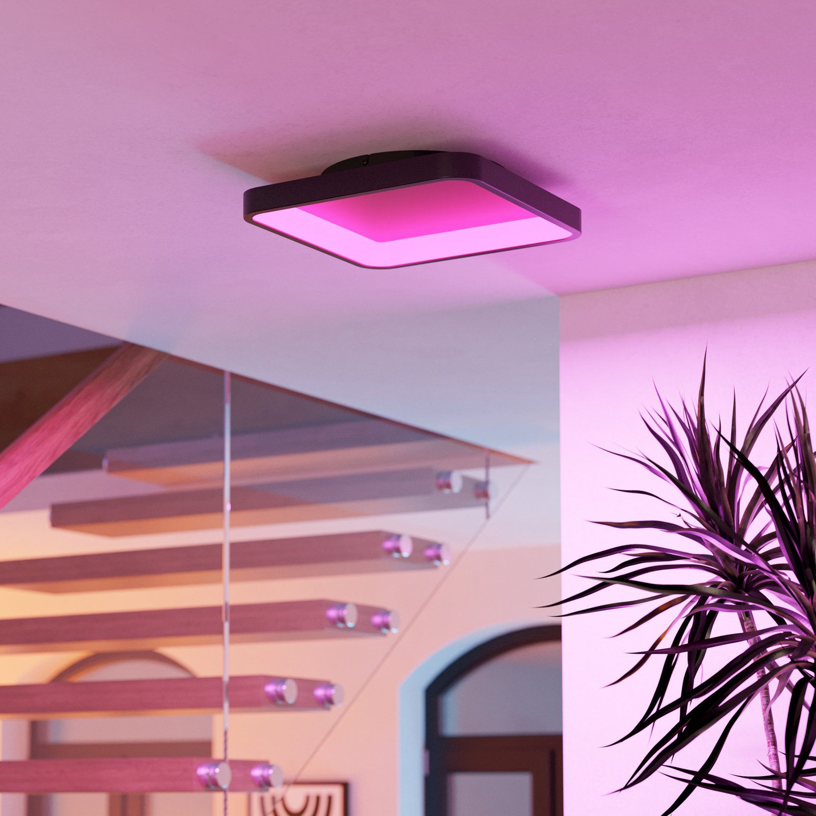 EGLO connect Smart LED-taklampa Loretello-Z, kantig, svart