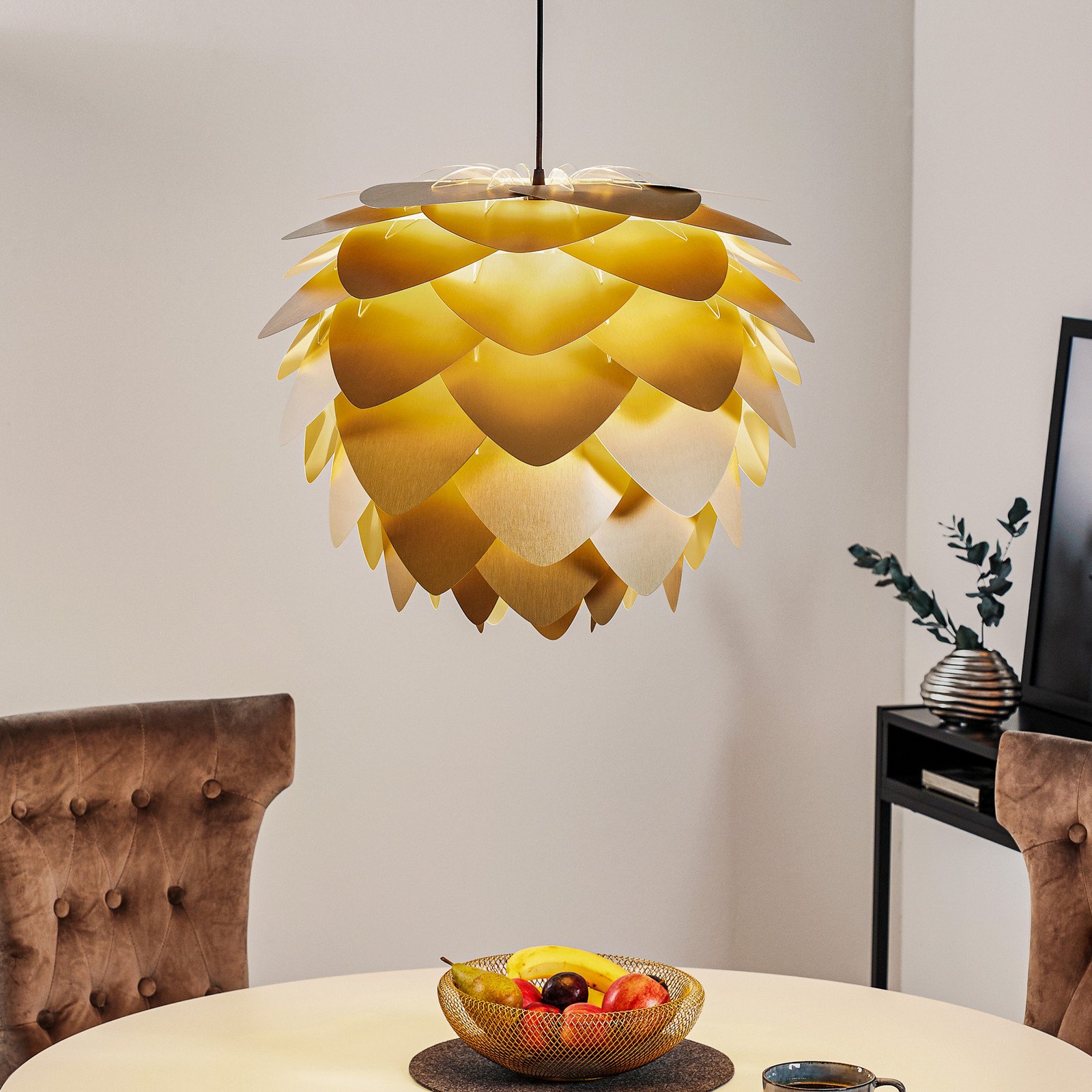 UMAGE Aluvia medium lampă susp. alamă periată - Camera de zi / sufragerie - design - alamă periată negru - Metal