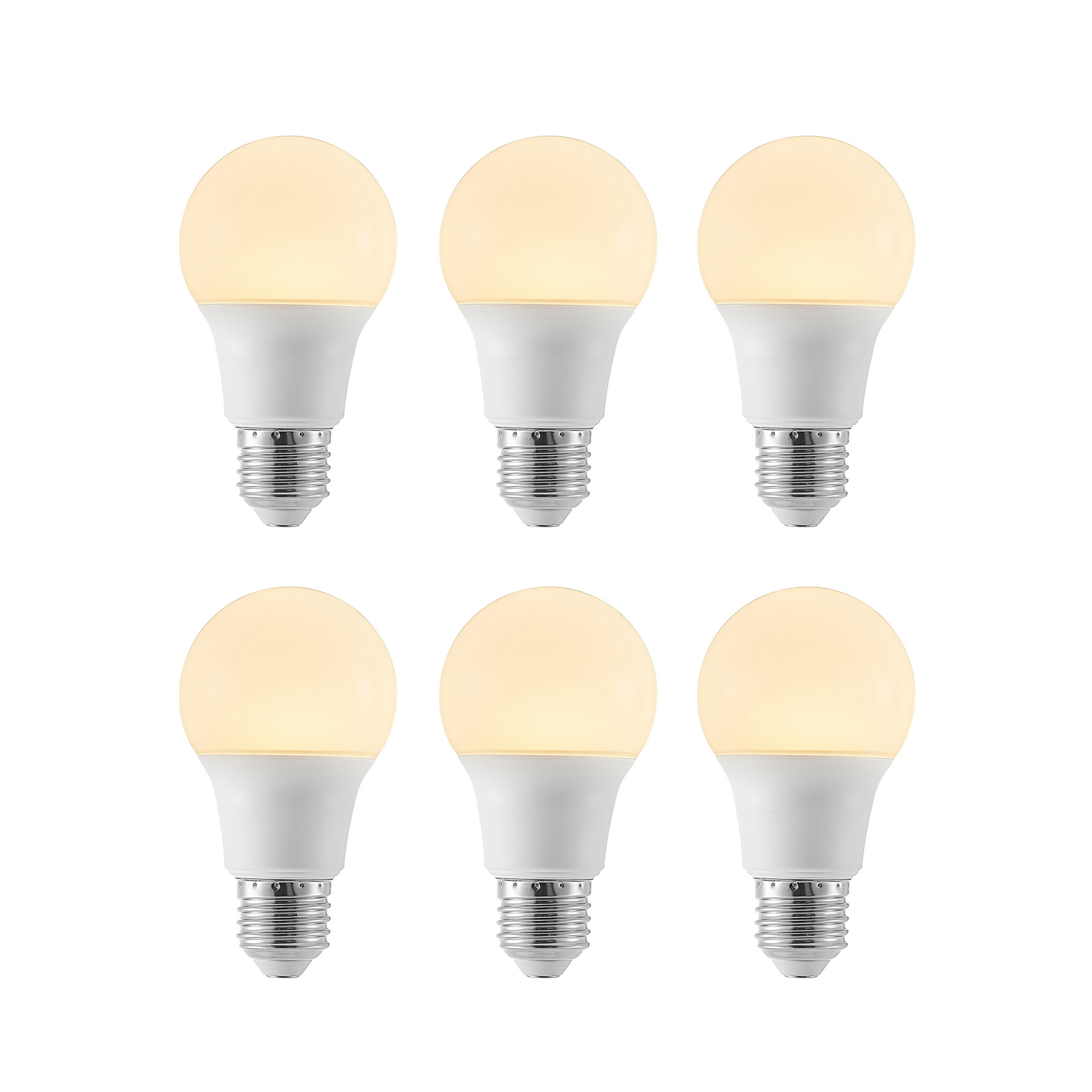 Λαμπτήρας LED E27 A60 8W 3,000K opal, σετ 6 τεμαχίων