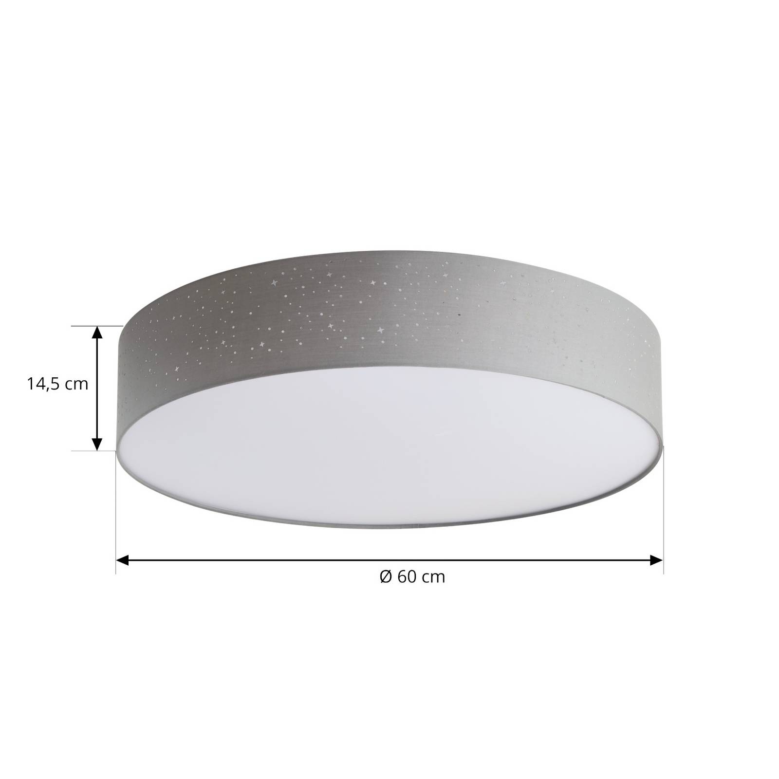 Lindby Lampa sufitowa LED Ellamina, 60 cm, jasnoszara, tekstylna