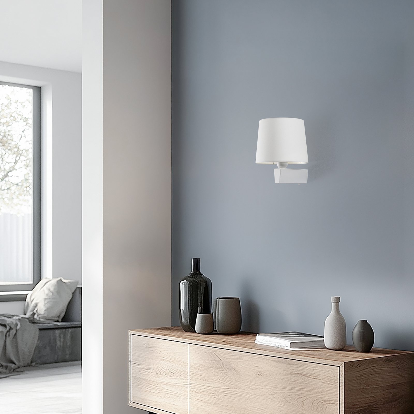 Aplique de pared Chillin I con interruptor, blanco