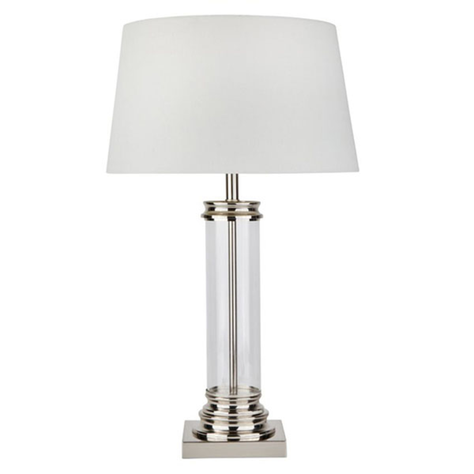 Searchlight Pedestal table lamp, silver with a cream lampshade, for Living / Dining Room, steel, glass, fabric, E27, 60 W, energy efficiency: A++, H: 62 cm