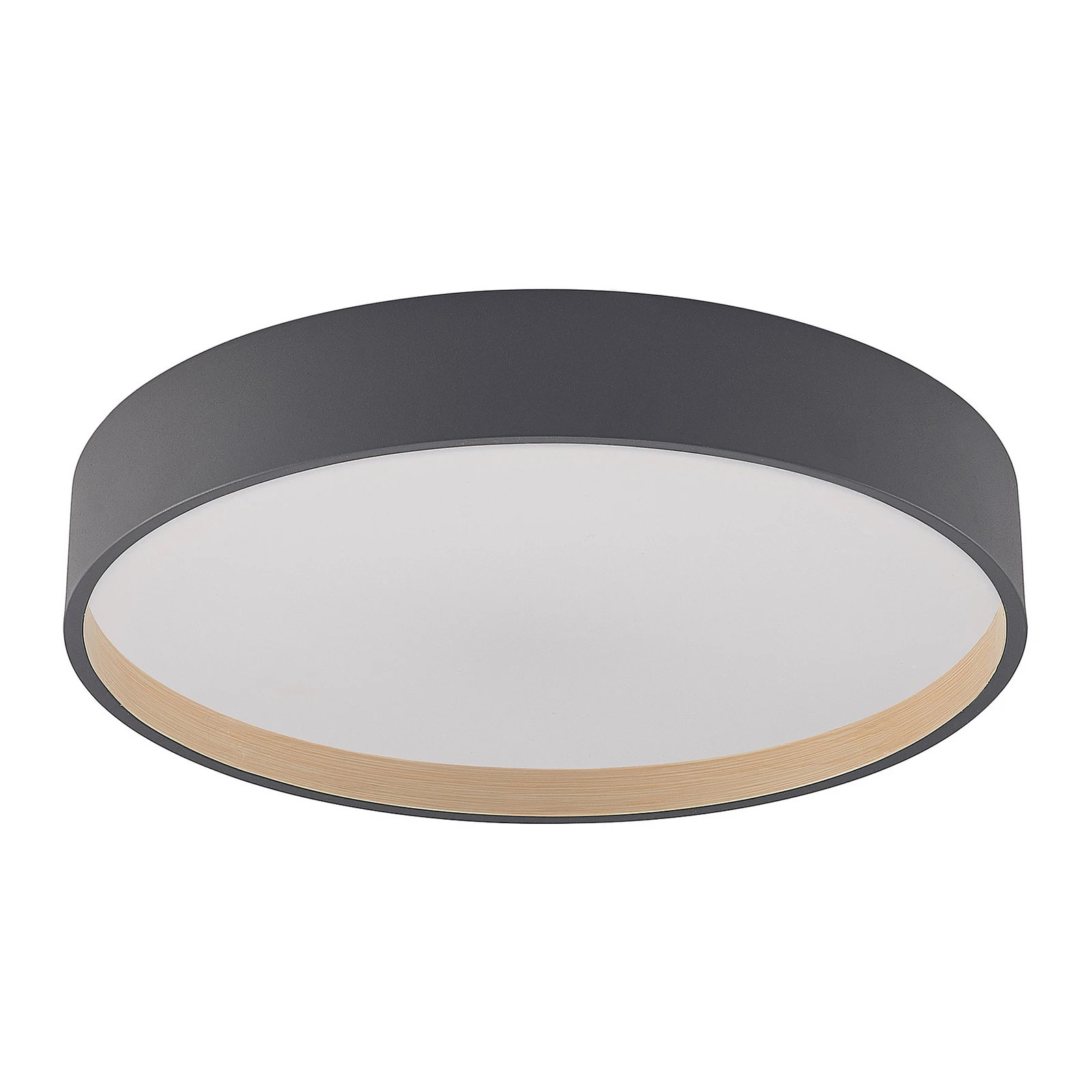 Lindby plafonieră LED Todor, 50 cm, antracit, CCT, lemn