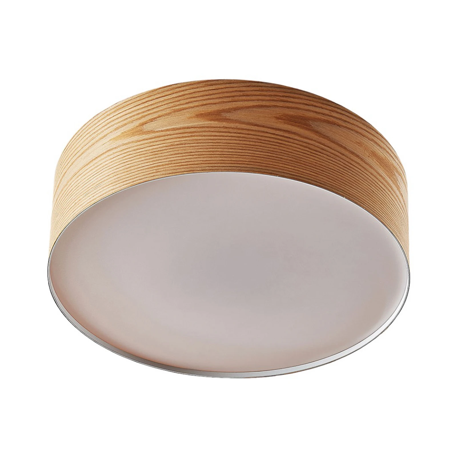 Plafón Lindby Dominic, Ø 45 cm, 3 luces, madera