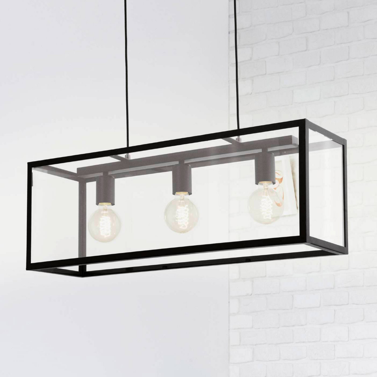 EGLO Charterhouse lampă suspendată în stil vintage - Camera de zi / sufragerie - negru transparent - Metal