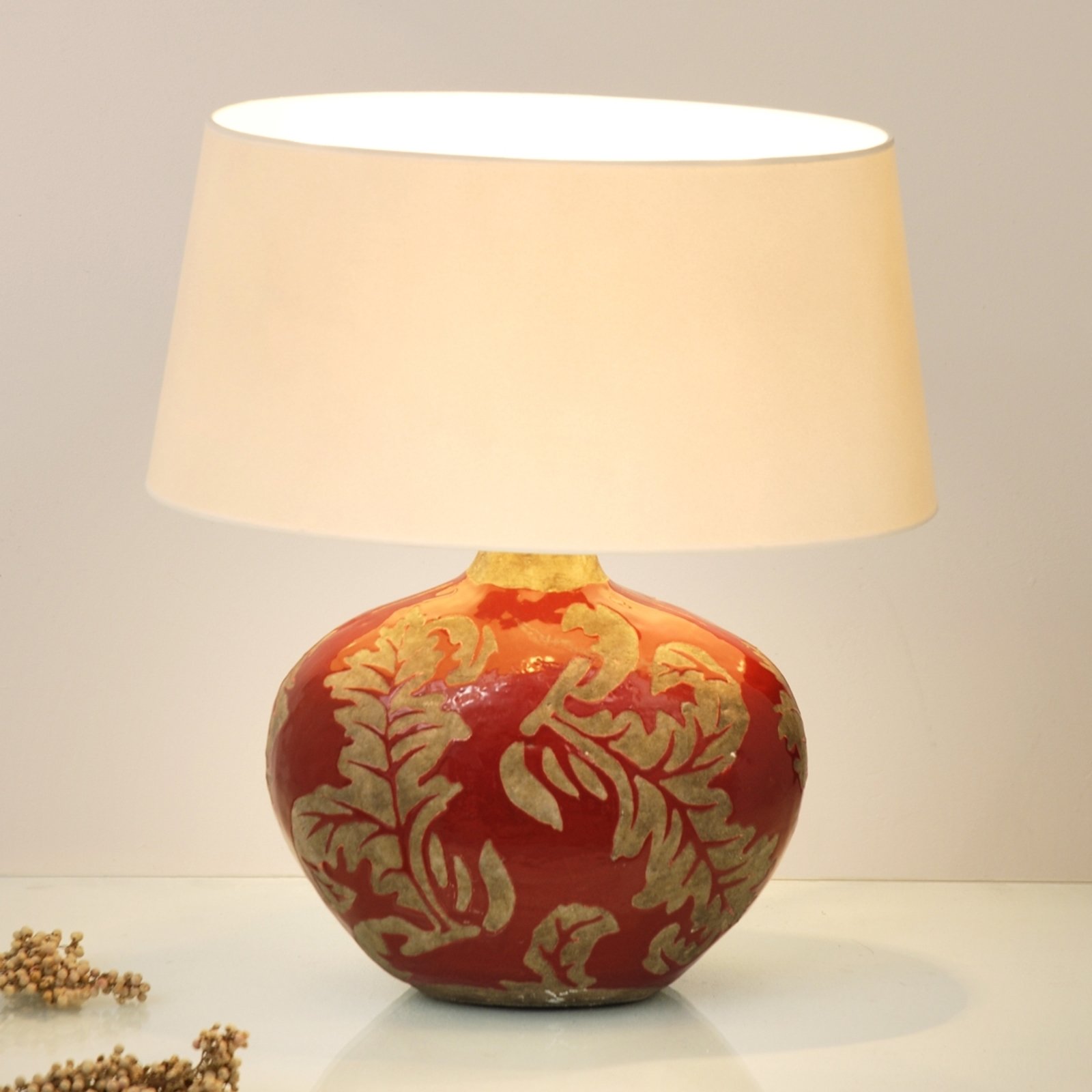 Lámpara de mesa Toulouse oval, altura 43 cm, rojo