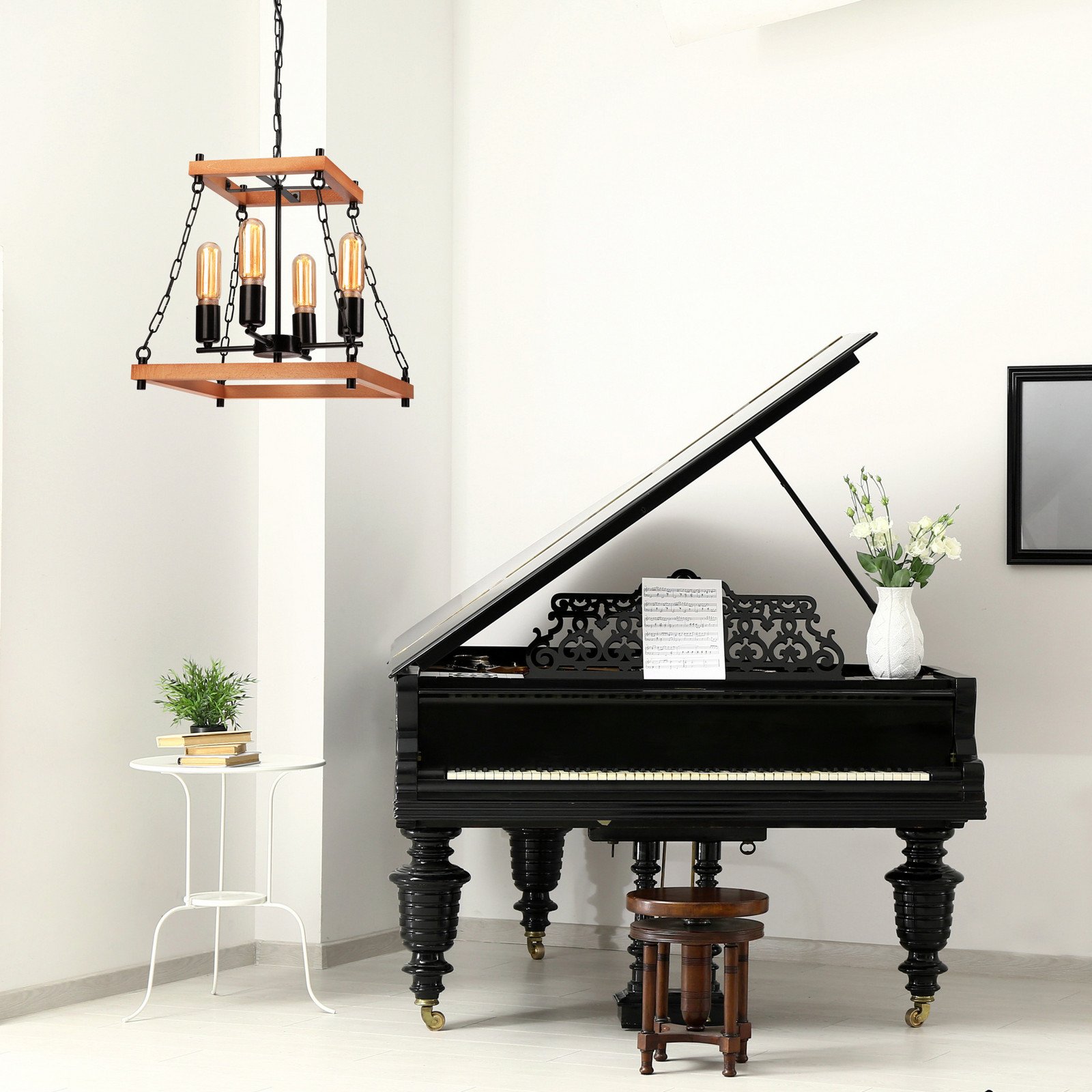 Envostar Glenn candelabru lemn/negru 4 lumini - Camera de zi / sufragerie - Casă de țară / Rustic - lemn deschis negru