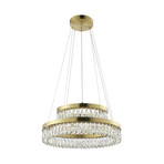 LED висяща лампа Celestia, Ø 60 cm, месингов цвят, кристал
