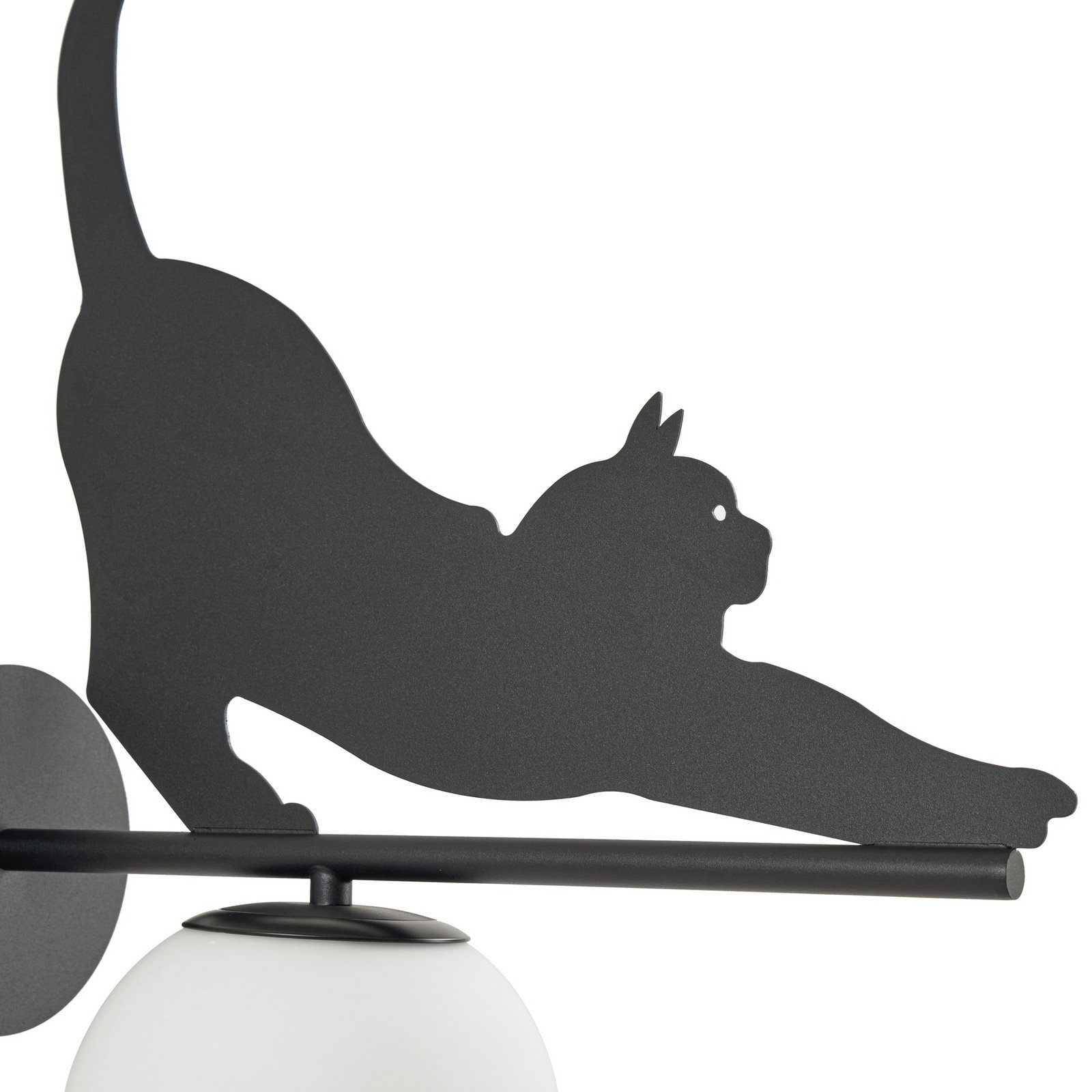 Aplique de exterior Lindby Katti, metal, negro, IP44, gato