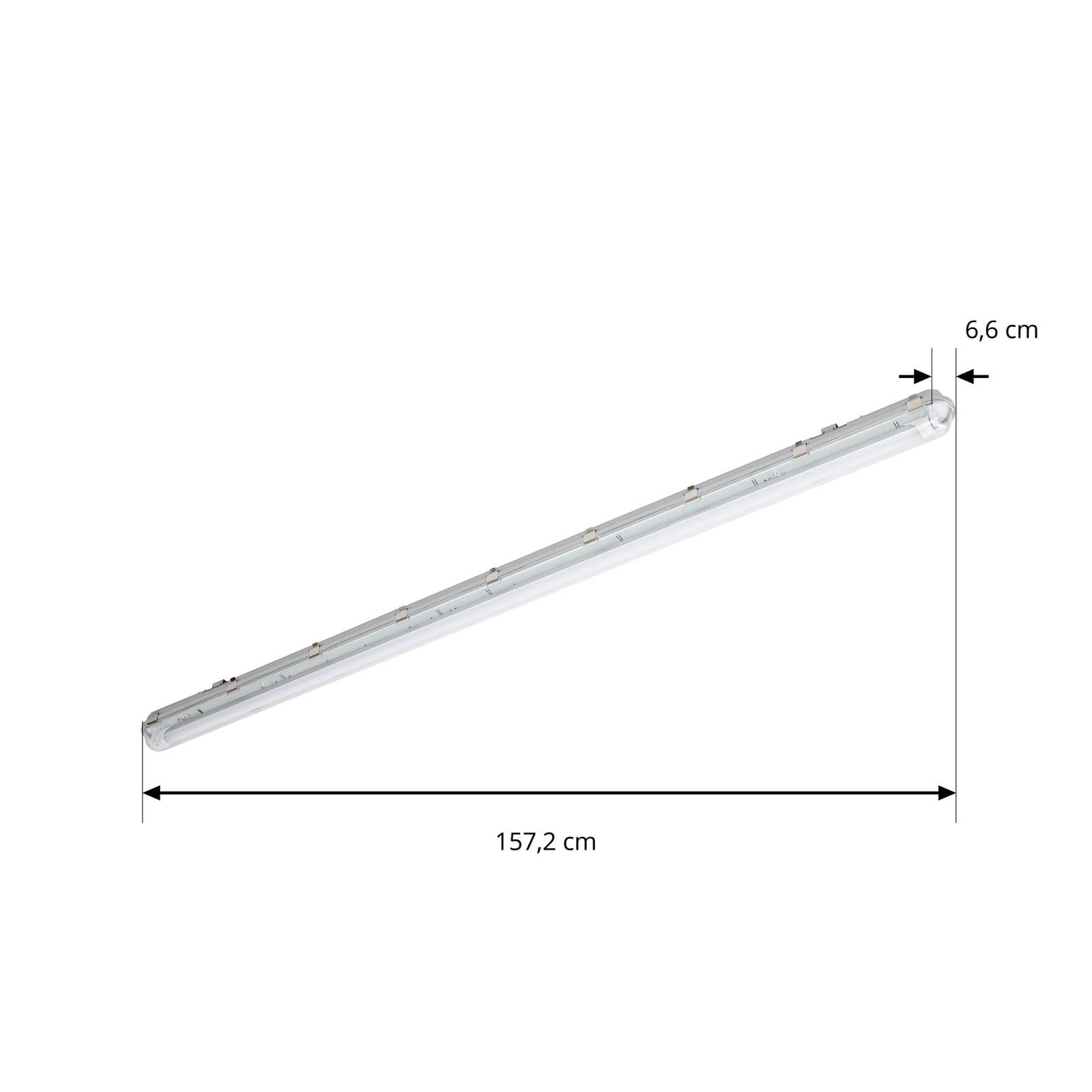 PRIOS lampe til våtrom Lior, 157 cm, 1 x T8, G13, IP65, 18W