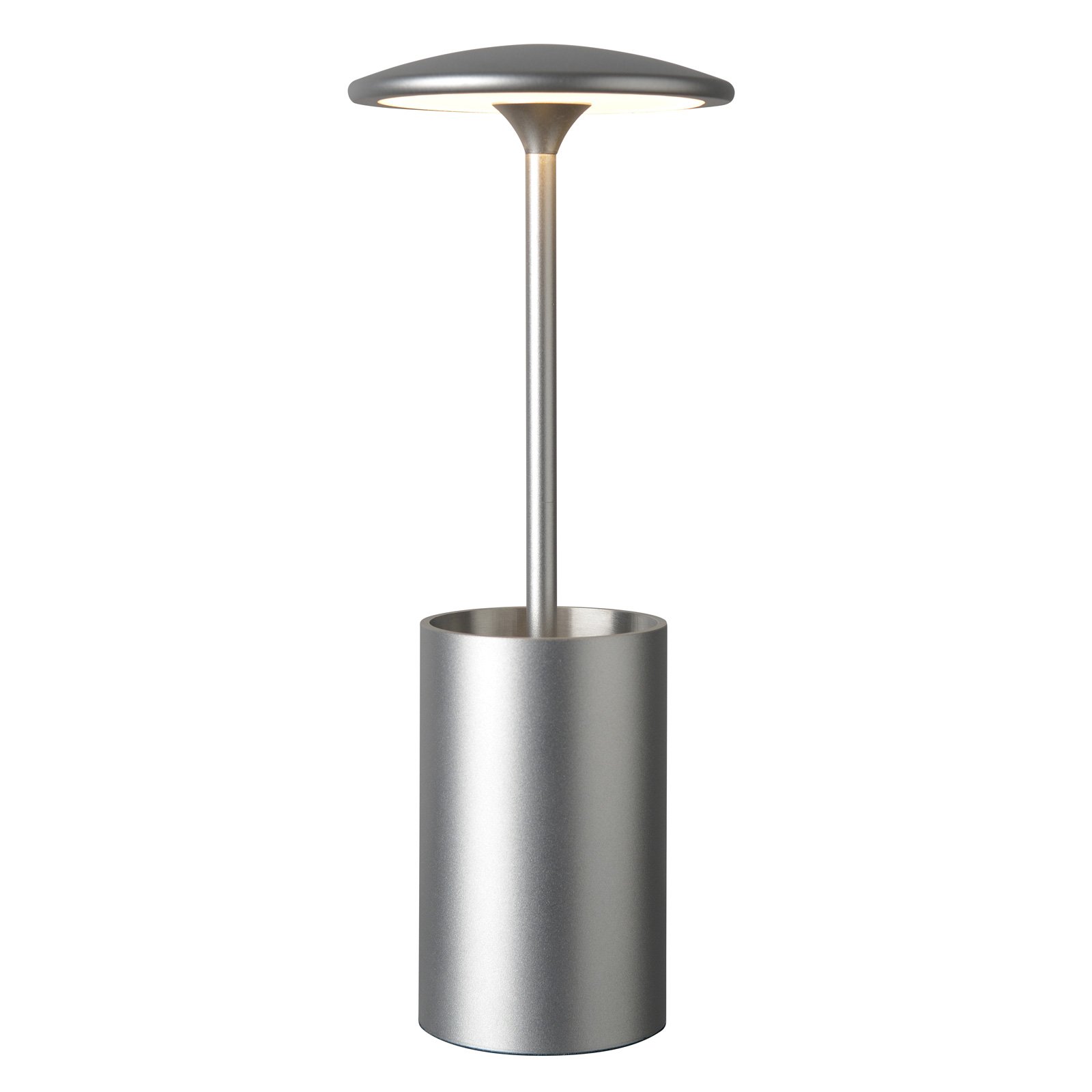 Pott LED table lamp with storage container, silver
