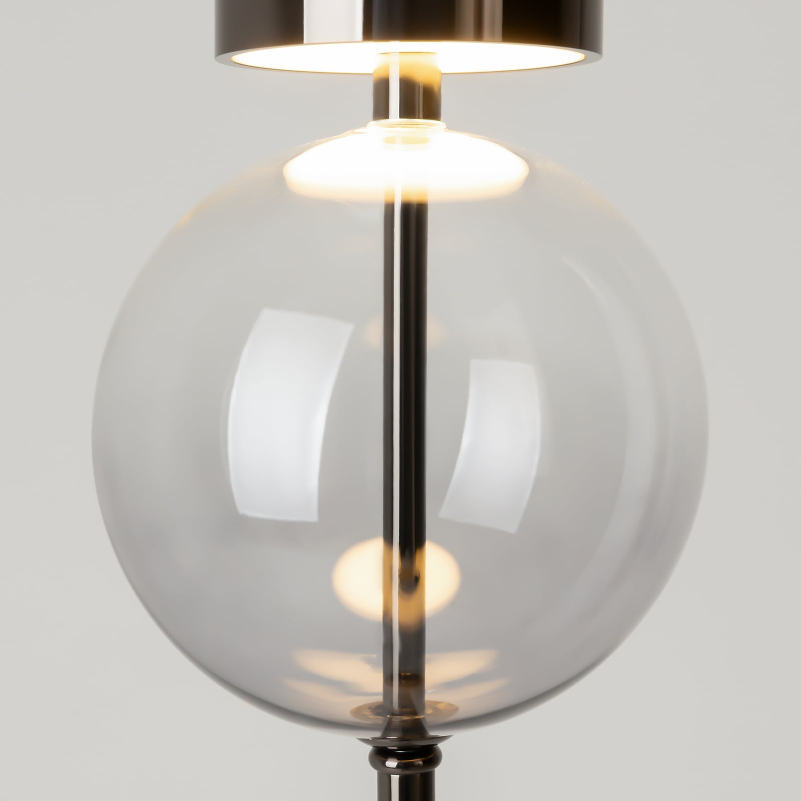 LED stojacia lampa DOUBLE MOON, čierna/dymovo sivá, výška 146 cm