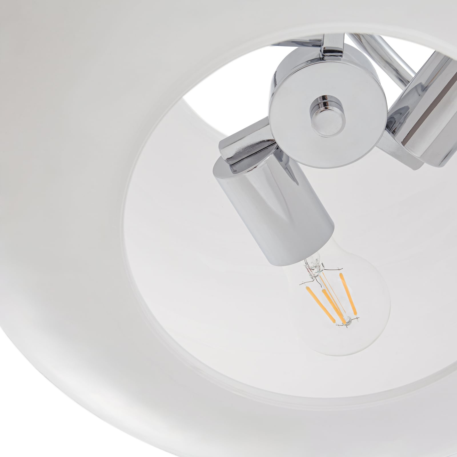 Lucande Christo pendant light, Ø 42 cm, chrome/white, glass