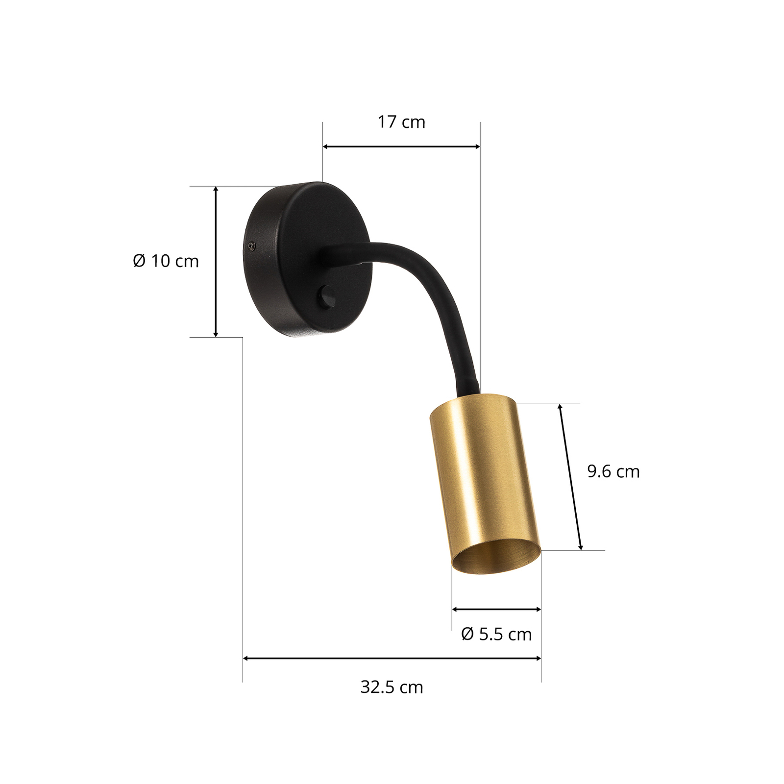 Eye Flex S wall light, brass