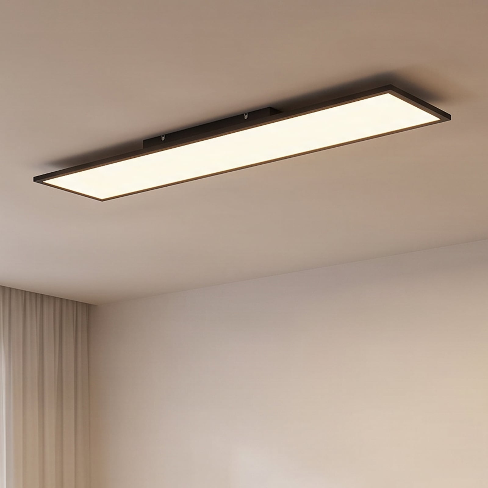 Lindby Panneau LED Lamin, noir, 120cm, CCT, intensité variable, télécommande