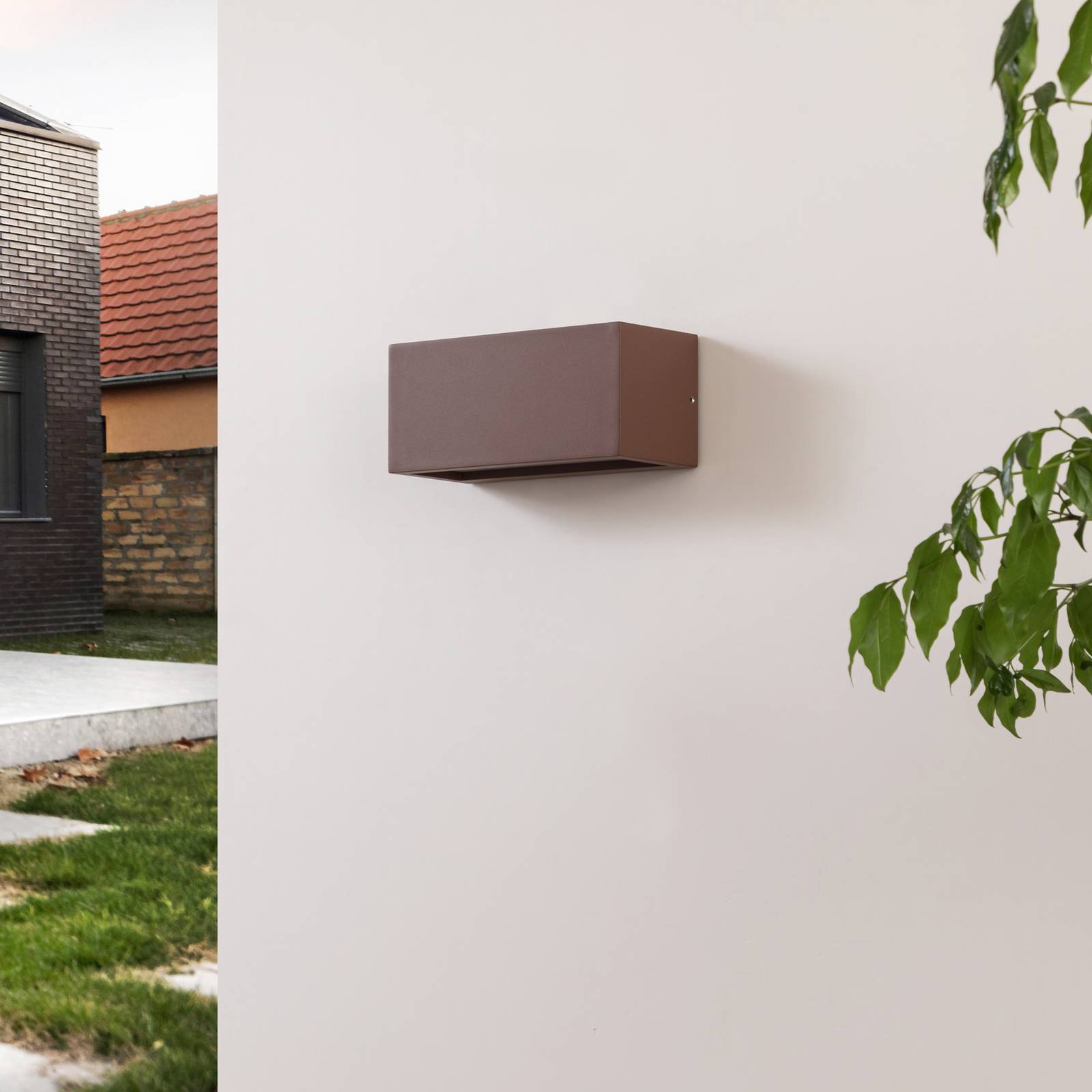 Lucande Bente vägglampa för utomhusbruk rostfärgad aluminium 11 cm
