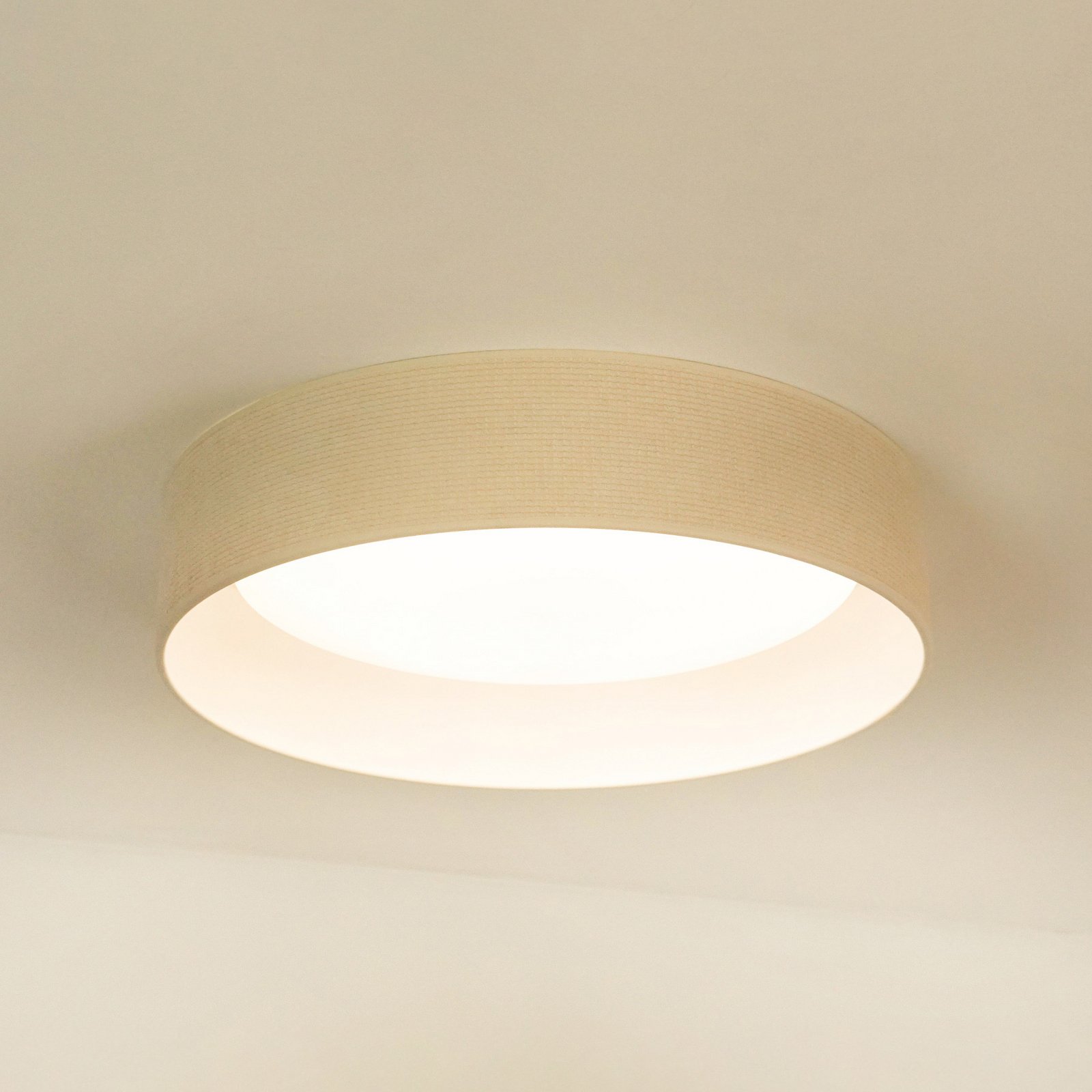 LED ceiling light Plafond, white, fabric, Ø 45 cm, 3-step dimmable