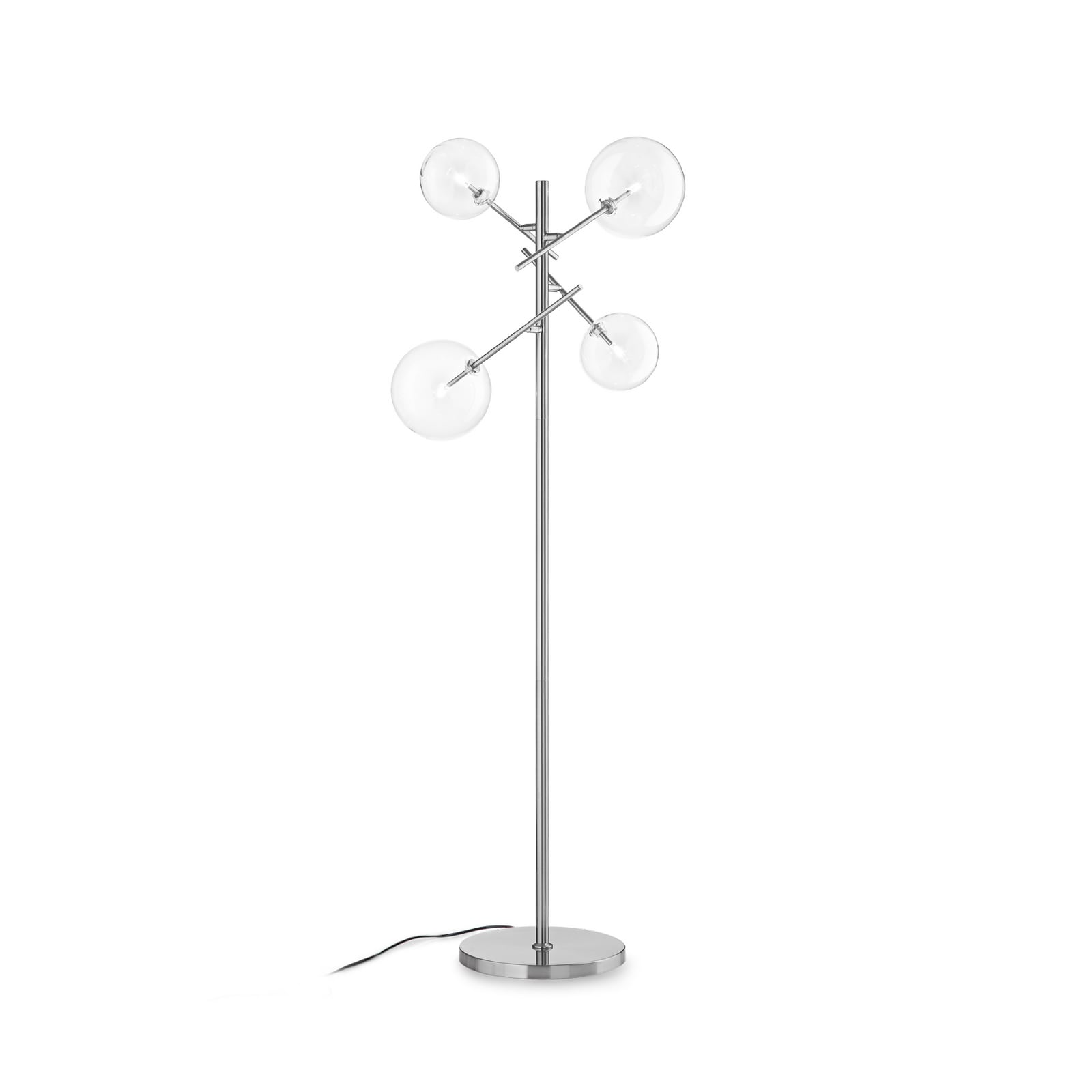 Candeeiro de pé IDEAL LUX Equinoxe, cromado/transparente, altura 166 cm Candeeiro de pé IDEAL LUX Equinoxe, cromado/transparente, altura 166 cm