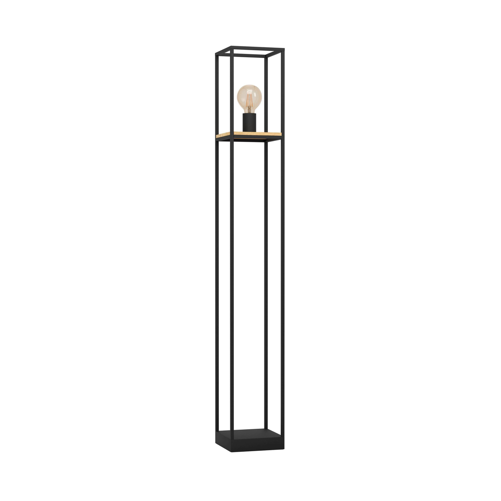Vloerlamp Libertad, hoogte 128,5 cm, zwart/hout, staal