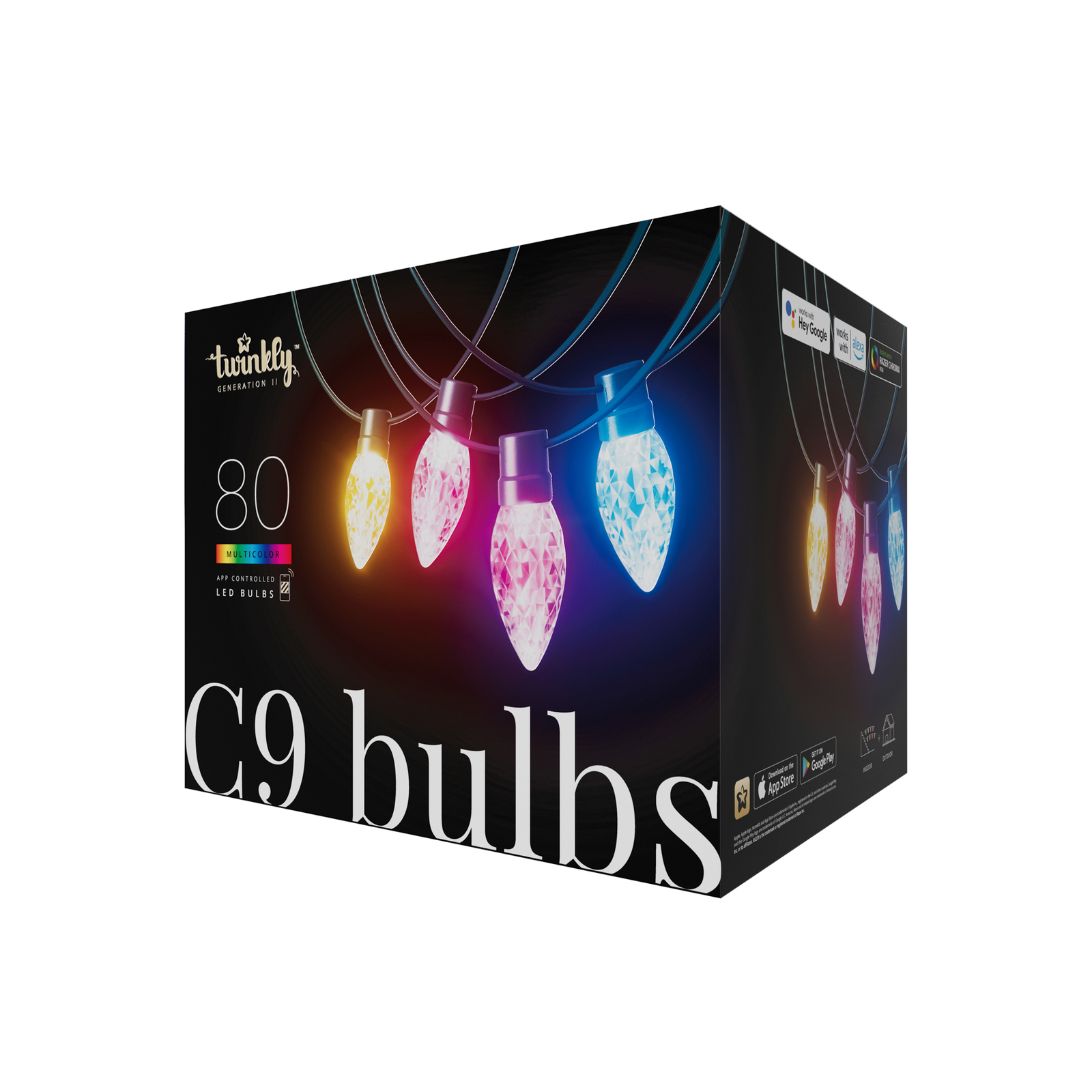 Twinkly Faceted C9 fairy lights RGB, UK/IE, 24m