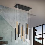 LED piekaramā lampa Varas dimmable, 11 gaismas, zelta/melna, metāls
