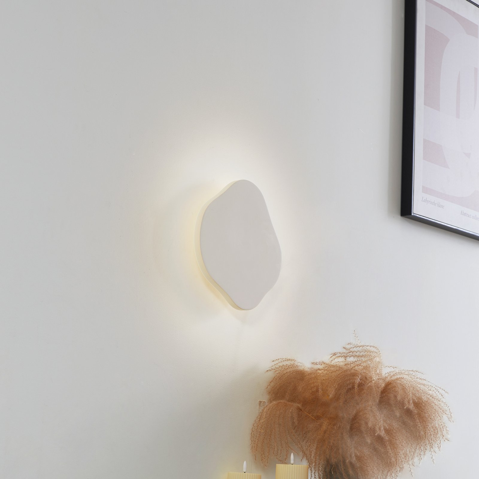 Applique murale LED Lindby Nielson, beige, plâtre, 30 x 30 cm