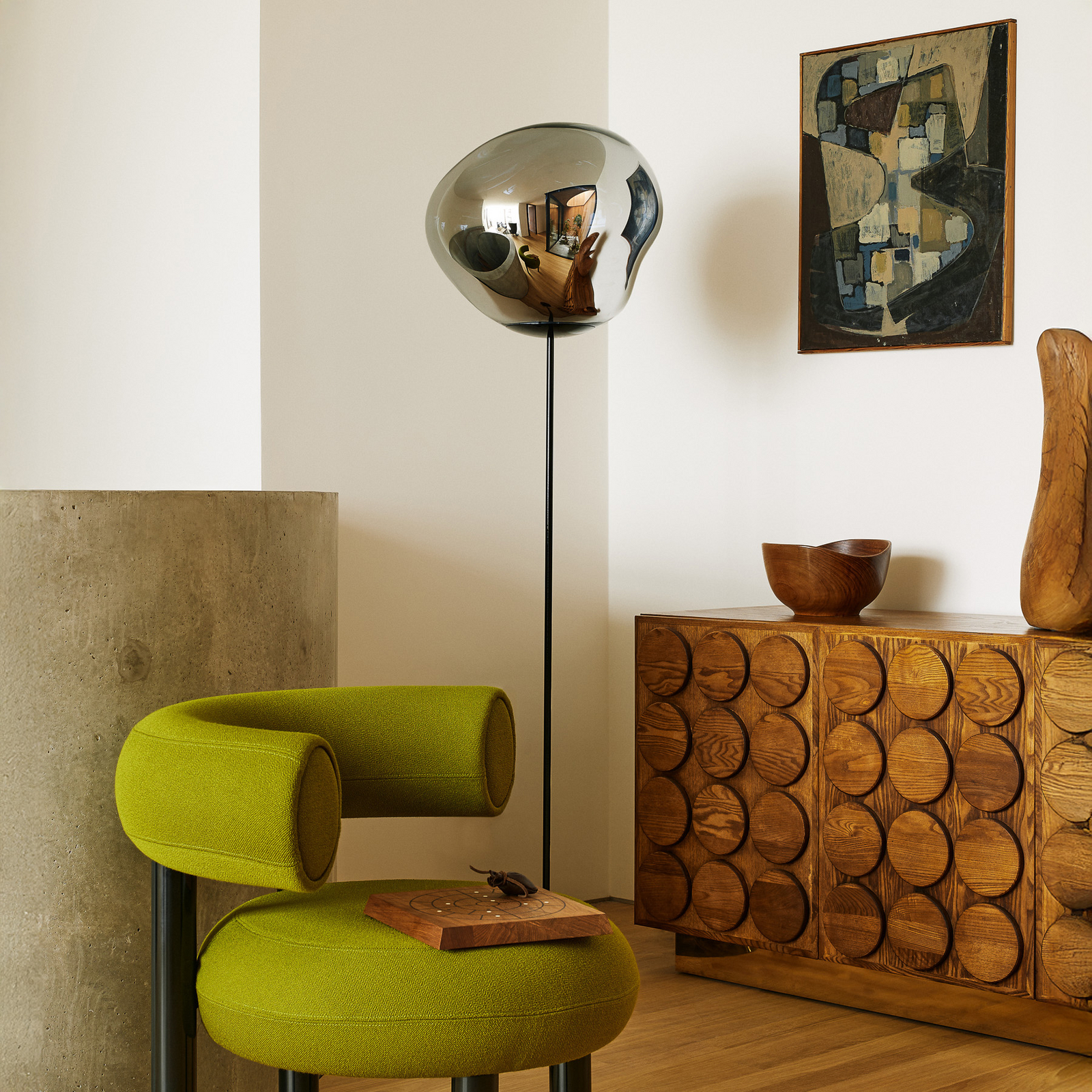 lámpara de pie LED Melt Cone Slim de Tom Dixon, color cromo, euro