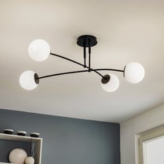 Plafón Pregos 4 en negro, 4 luces