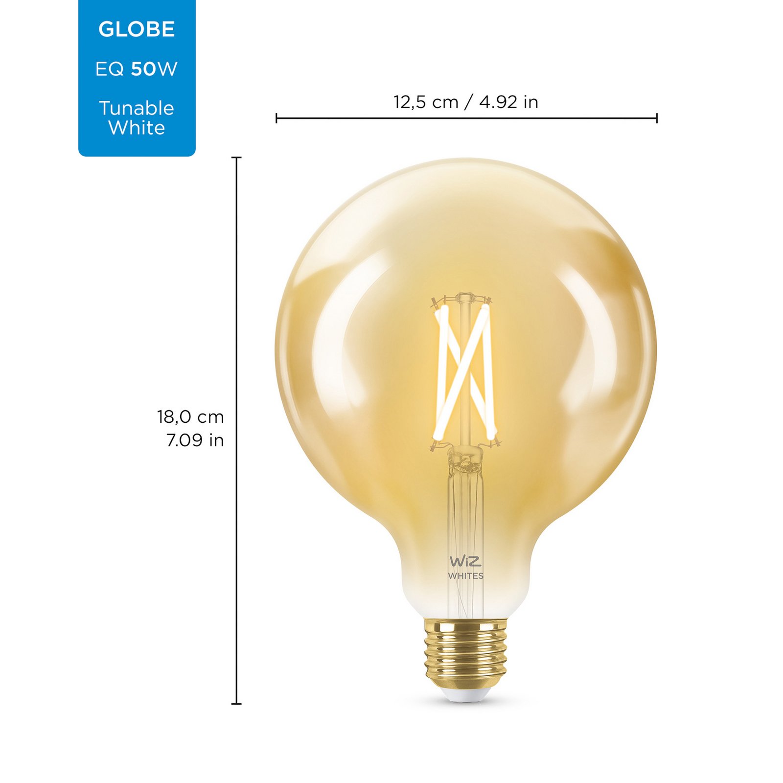 Leuchtmittel Smart TW Amb. 7W 640lm 2000-5000K Globe Giant Gold E27- WiZ