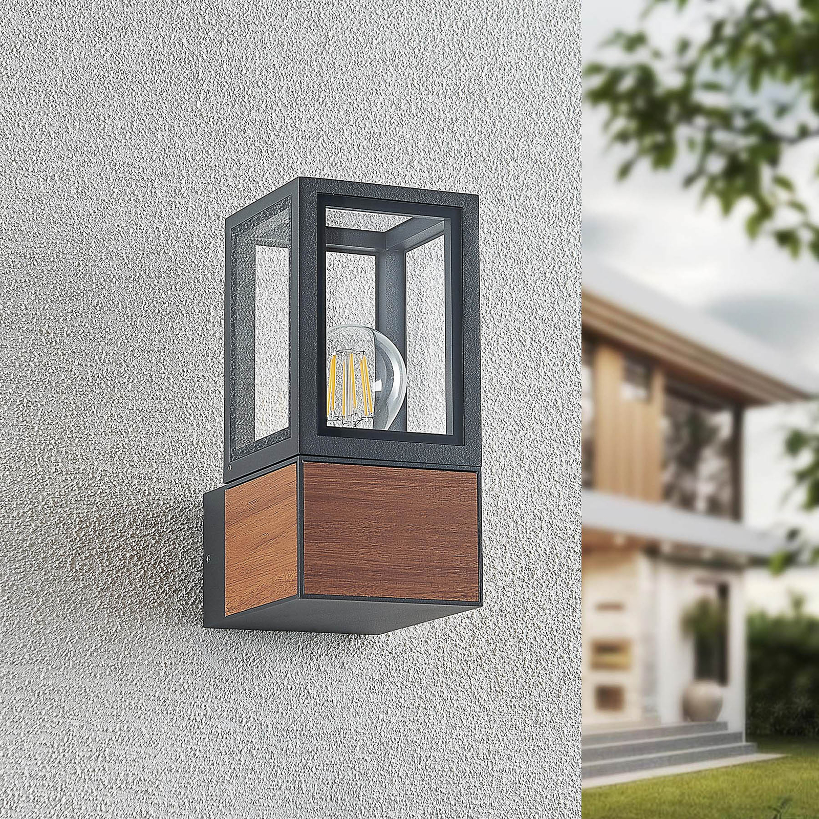 Lucande Alleria outdoor wall lamp, alu, angular