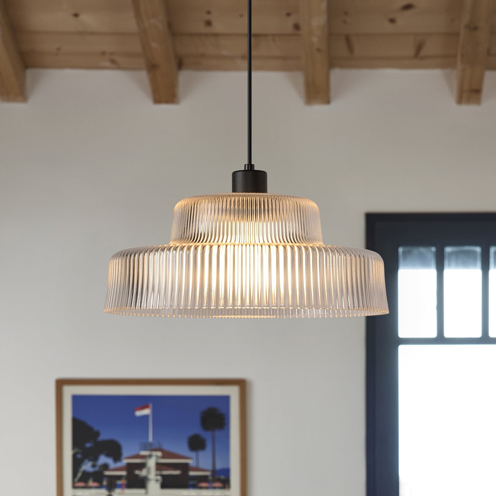 Lampada a sospensione Lorenzo trasparente/nera Ø 35 cm - COREP SAS