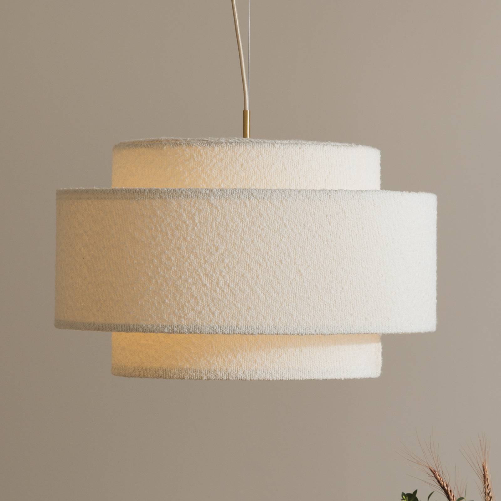 Globen Lighting Hängeleuchte Noah Bouclé, Ø 50 cm, weiß günstig online kaufen