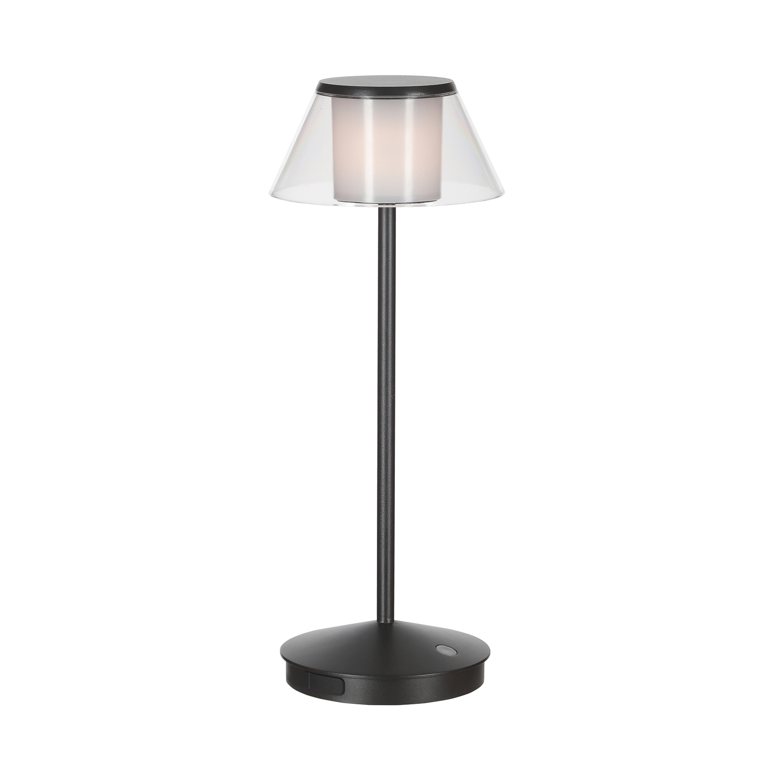 Akumulatorowa lampa stołowa LED K5, czarna, aluminium, IP54, ściemniana