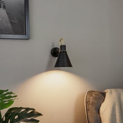 Aplique de pared Bona, negro-latón