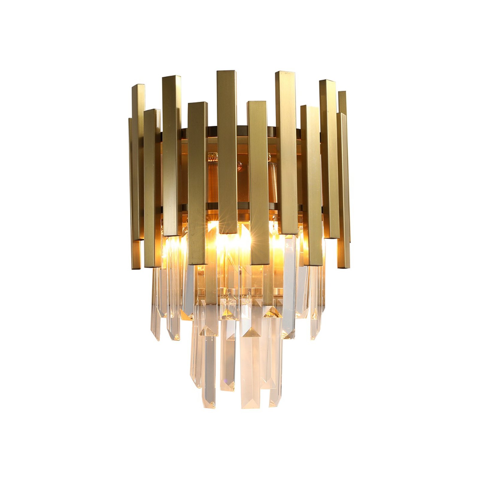 Aspen væglampe, guldfarvet metal, glaskrystaller, Ø 25 cm