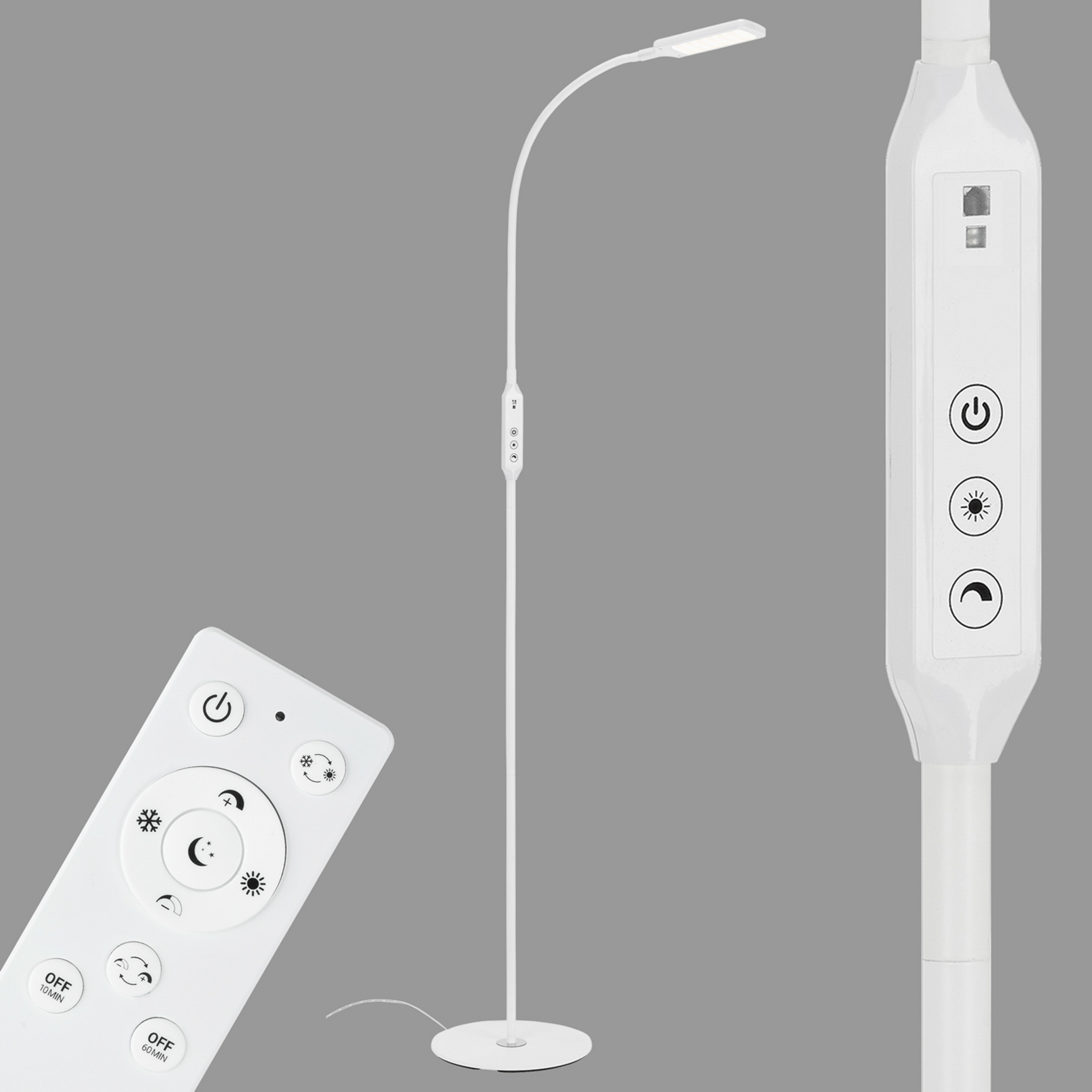 LED-gulvlampe Office Remote, fjernbetjening, hvid