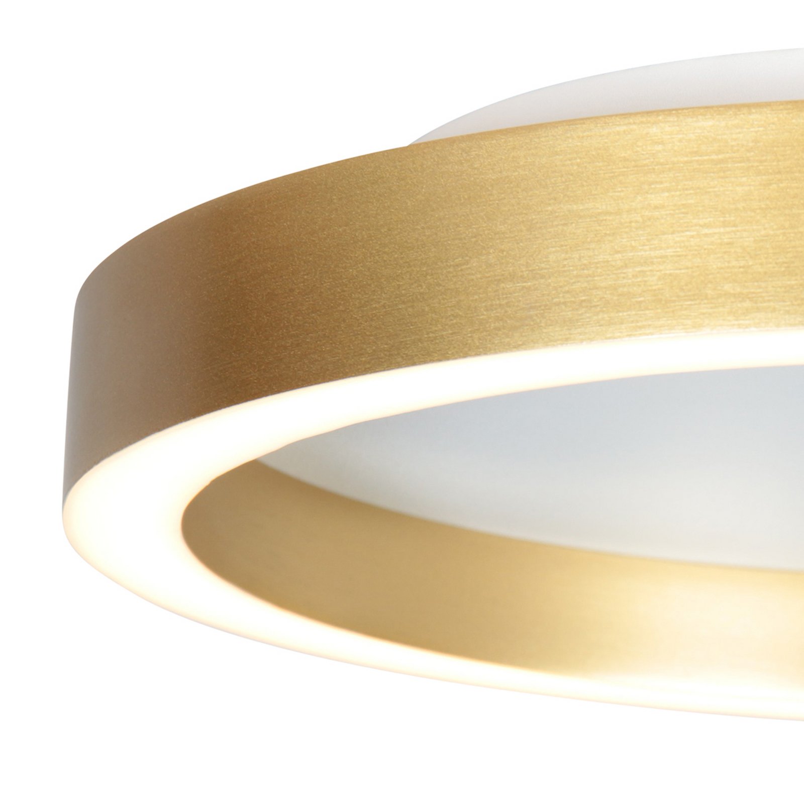 LED-taklampe Ringlux gullfarget, Ø 40 cm, metall, 2700 K