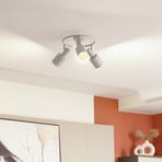 Faretto da soffitto Lindby Ovelia, beige, a 3 luci, in metallo, E27