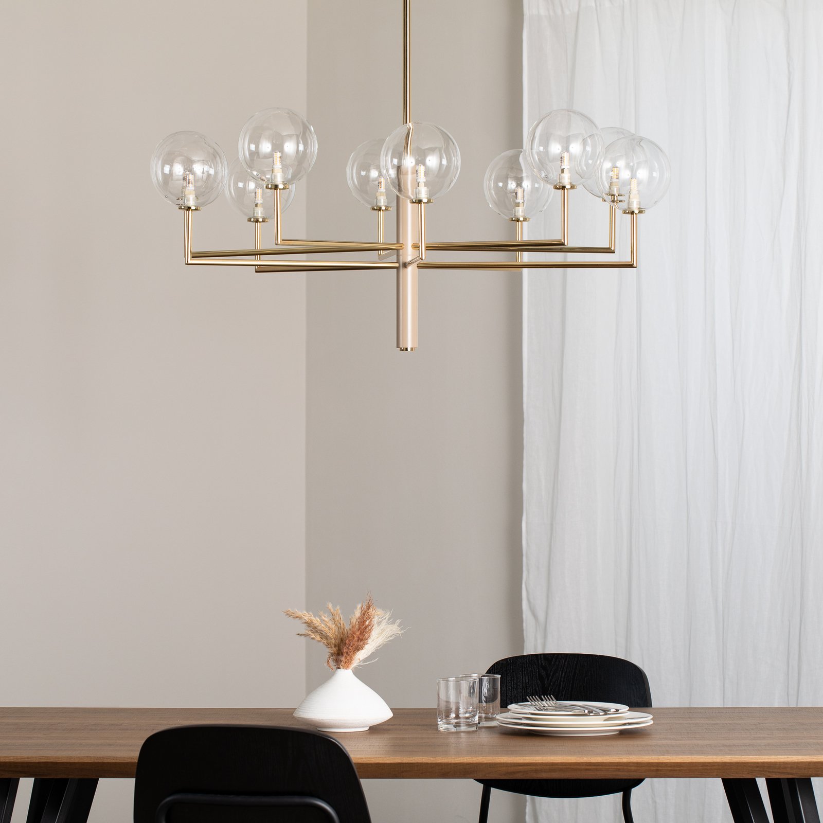 Kronleuchter Feme, goldfarben, Glas, 10-flammig, G9