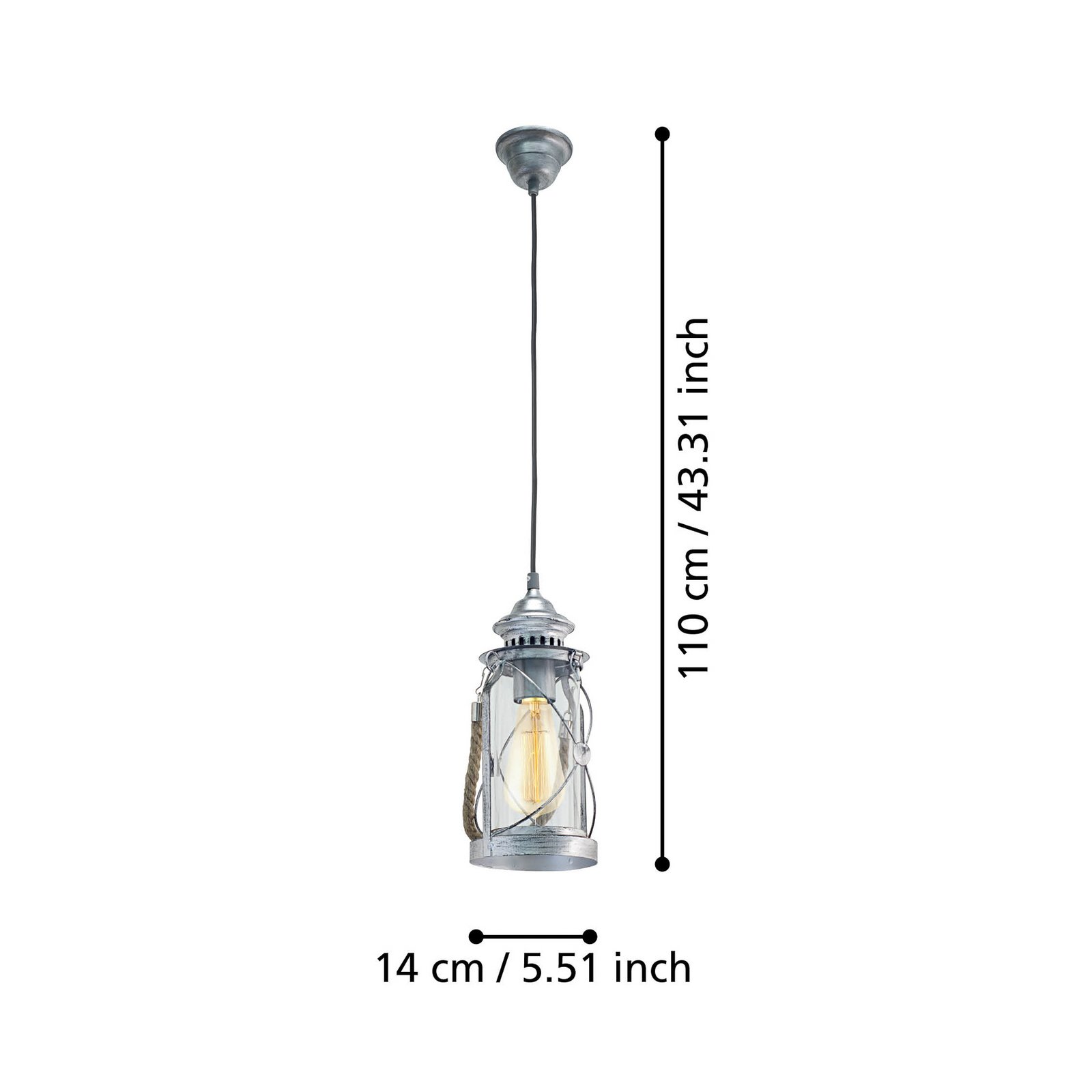 Lámpara colgante Fedor diseño antiguo, plata