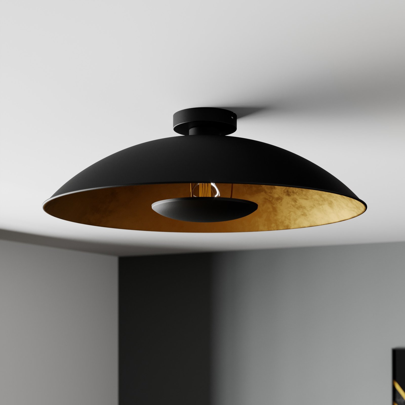 Lámpara de techo Emilienne en color negro-dorado