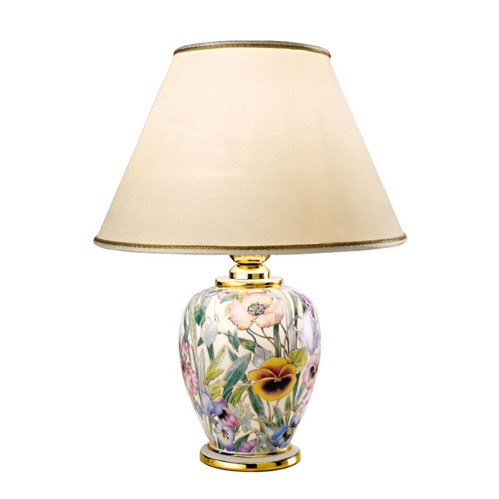 Giardino Panse table lamp, floral print, Ø 25 cm