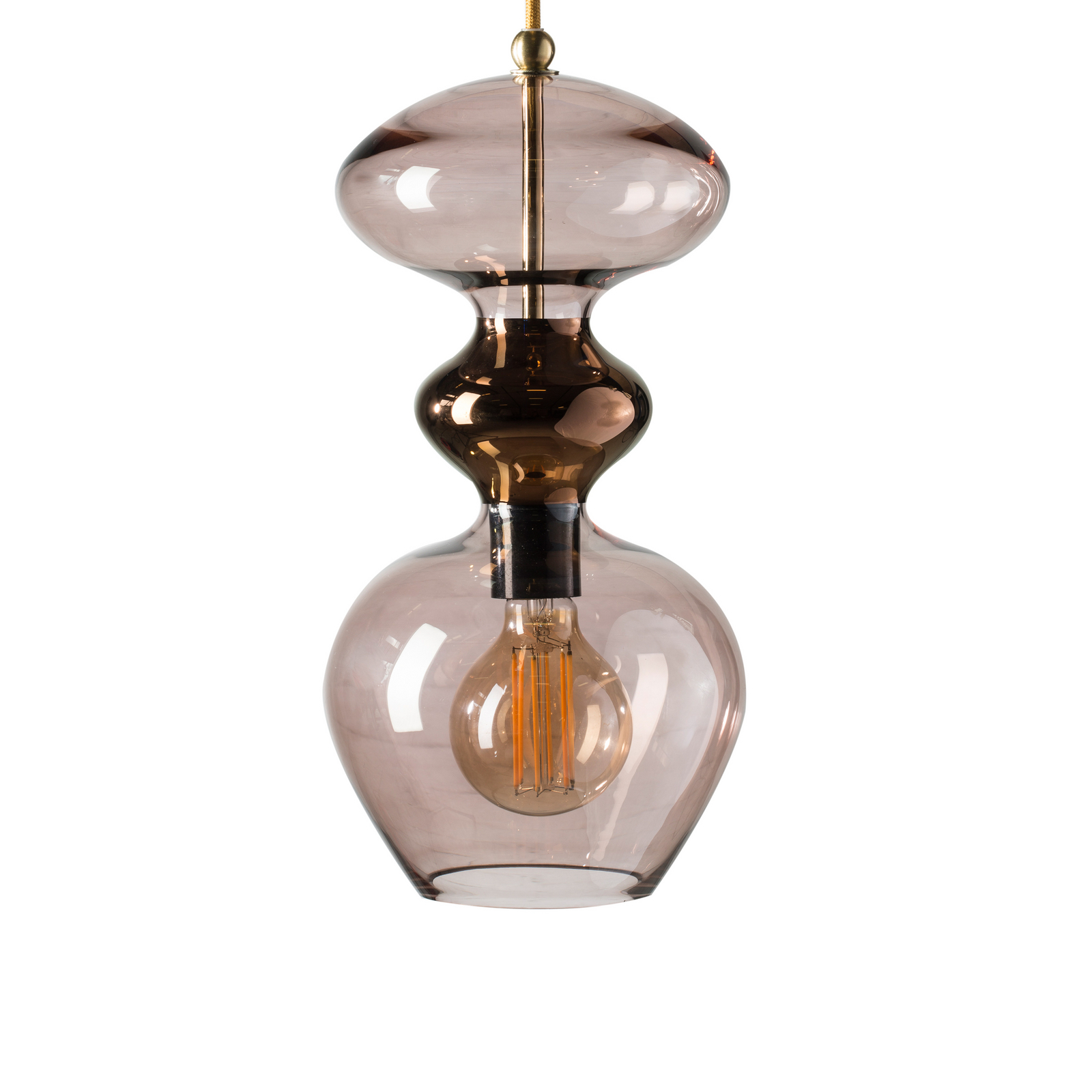 EBB & FLOW pendellampa Futura M, obsidian, glas, Ø 18 cm